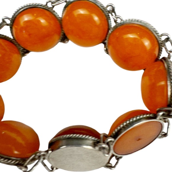 Continental Silver & Carnelian Link Bracelet - Picture 9 of 16